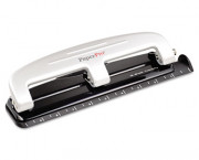 12-Sheet Capacity Three-Hole Punch, Rubber Base, Gray