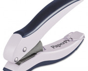 10-Sheet Capacity One-Hole Punch, Rubber Handle, Gray