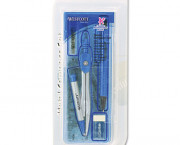 Eight-Piece Math Set,Metal/Plastic;Blue/Gray