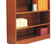 Radius Corner Wood Veneer Bookcase, 3-Shelf, 35-3/8 x 11-3/4 x 36, Medium Cherry