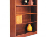 Radius Corner Wood Veneer Bookcase, 4-Shelf, 35-3/8 x 11-3/4 x 48, Medium Cherry