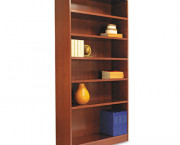 Radius Corner Wood Veneer Bookcase, 6-Shelf, 35-3/8 x 11-3/4 x 72, Medium Cherry