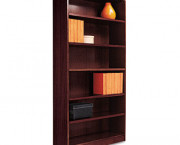 Radius Corner Bookcase, Wood Veneer, 6-Shelf, 35-3/8w x 11-3/4d x 72h, Mahogany