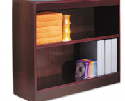 Square Corner Bookcase, Wood Veneer, 2-Shelf, 35-3/8w x 11-3/4d x 30h, Mahogany