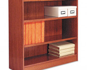 Square Corner Wood Veneer Bookcase, 3-Shelf, 35-3/8w x 11-3/4d x 36h, Medium Oak