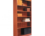 Square Corner Wood Veneer Bookcase, 6-Shelf, 35-3/8 x 11-3/4 x 72, Medium Cherry