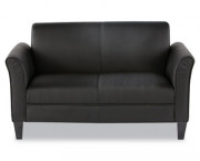Reception Lounge Furniture, 2-Cushion Loveseat, 55-1/2w x 31-1/2d x 32h, Black