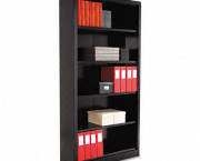 Steel Bookcase, 5 Shelves, 34-1/2w x 13d x 72h, Black
