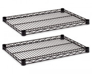 Industrial Wire Shelving Extra Wire Shelves, 24w x 18d, Black, 2 Shelves/Carton