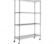 Complete Wire Shelving Unit w/Caster, 4-Shelf, 48w x 18d x 72h, Black Anthracite