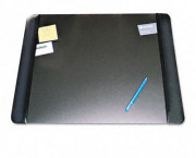 Executive Desk Pad with Leather-Like Side Panels, 24 x 19, Black
