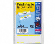 Print or Write File Folder Labels, 11/16 x 3-7/16, White/Yellow Bar, 252/Pack