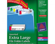Extra-Large 1/3-Cut Filing Labels, 15/16 x 3-7/16, White/Assorted Bars, 450/Pack
