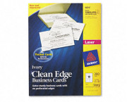 Clean Edge Laser Business Cards, 2 x 3 1/2, Ivory, 10/Sheet, 200/Pack