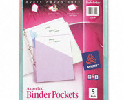 Ring Binder Polypropylene Pockets, 8-1/2 x 11, Assorted Colors, 5 Pockets/Pack