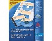 CD/DVD Inkjet Labels/Inserts, Matte White, 20 Labels and 20 Inserts