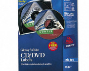 Inkjet CD/DVD Labels, Glossy White, 20/Pack