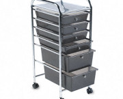 Portable Drawer Organizer, 15-1/2w x 13d x 32h, Chrome/Smoke