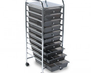 Portable Drawer Organizer, 15-1/2w x 13d x 37-5/8h, Chrome/Smoke