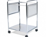 Mobile File Cart w/Stationary Shelf, 18w x 15-1/4d x 25-1/2h, Chrome