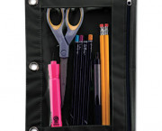 Binder Pencil Pouch, 10 x 7 3/8, Black/Clear