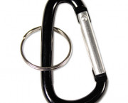 Carabiner Key Chains w/Split Key Rings, Aluminum, Black, 10/Pack