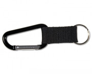 Carabiner Key Chains w/Split Key Rings, Aluminum, Black, 10/Pack