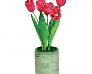 Artificial Red Dutch Tulips in a Green Terra Cotta Pot, 15
