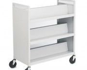 Double-Sided Steel Book Cart w/6 Slant Shelves, 37w x 18d x 42h, Platinum