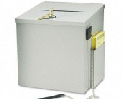 Recycled Steel Suggestion Box with Locking Top, 8-1/2 x 8 x 9-3/4, Platinum