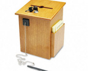 Solid Wood Suggestion Box with Locking Top, 7-1/2 x 7-1/4 x 10, Medium Oak