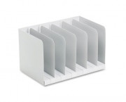 Six Section Book Rack w/Dividers, Steel, 15 x 9 1/4 x 9 1/4, Platinum