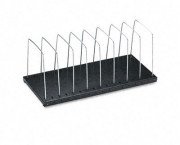 Eight-Section Book Rack with Dividers, Steel, 18 1/2 x 8 x 7 3/4, Black