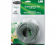 CAT5e Crimped Patch Cable, RJ45 Connectors, 50 ft., Gray