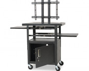 Height-Adjustable Flat Panel TV Cart, 4-Shelf, 24w x 18d x 46h, Black