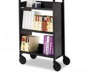 Single-Sided 3-Shelf Book & Utility Cart/Stand, 26 x 14 x 44, Raven Black