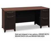 Enterprise Double Pedestal Desk, 70-1/8w x 28-1/2d x 30h, Mocha Cherry, Carton 1