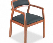 Wood Guest Chairs with Black Leather Seat/Back, Bourbon Cherry Finish