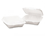 Snap-it Foam Hinged Lid Carryout Containers,3-Compartment, 8x8x3, WE, 200/Carton