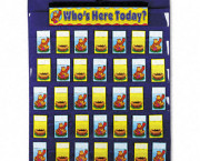 Attendance/Multiuse Pocket Chart, 35 Pockets/Two-Sided Cards, Blue, 30 x 37 1/2