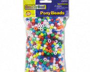 Pony Beads, Plastic, 6mm x 9mm, Assorted Colors, 1000/Pack