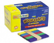 Colored Wood Craft Sticks, 4 1/2 X 3/8, Wood, Assorted, 1000/Box