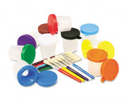 No-Spill Cups & Coordinating Brushes, Assorted Colors, 10/Pack