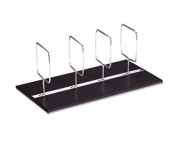 Four-Section Adjustable Book Tray, Metal, 17 x 8 5/8 x 6 1/2, Chrome/Woodgrain