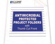 Antimicrobial Project Folders, Jacket, Letter, Polypropylene, Clear, 25/Box