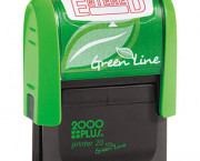 2000 PLUS Green Line Message Stamp, Entered, 1 1/2 x 9/16, Red