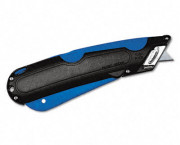 Easycut Cutter Knife w/Self-Retracting Safety-Tipped Blade, Black/Blue
