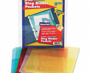 Ring Binder Poly Pockets, 8-1/2 x 11, Assorted Colors, 5 Pockets/Pack