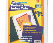 Ring Binder Divider Pockets With Index Tabs, 8-1/2 x 11, Clear, 5/Pack