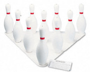Bowling Set, Plastic/Rubber, White, 1 Ball/10 Pins/Set